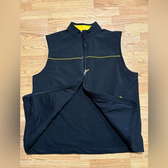 Stryker Men's Vest Full Zip Pockets Polyester Soft Shell Black Yellow XL - Picture 5 of 6